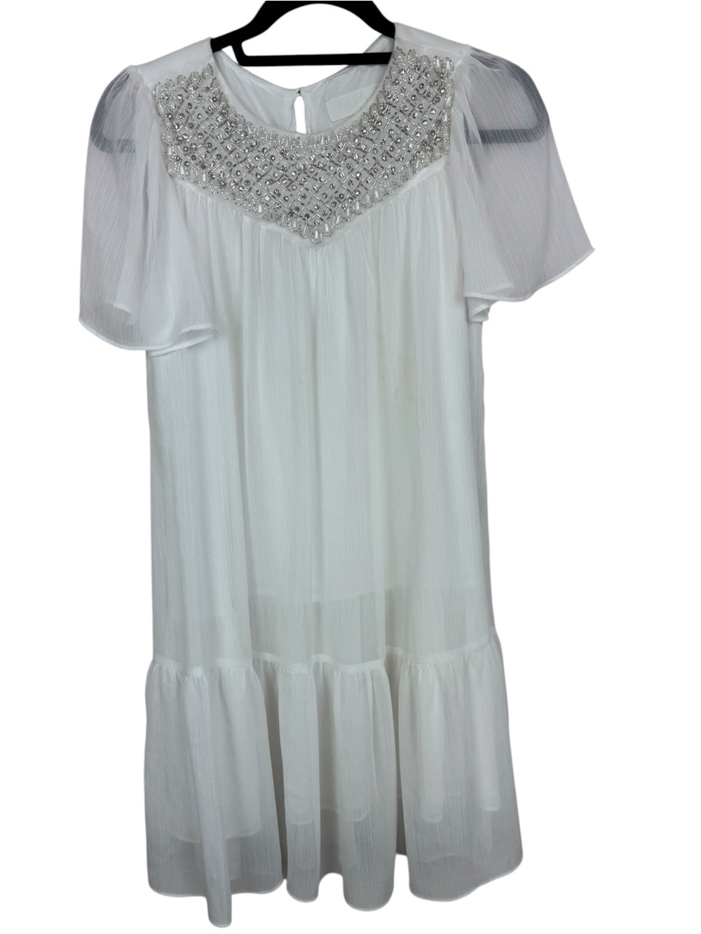 ZARA Kids White Flowy Embellished Lined Dress Size 13/14